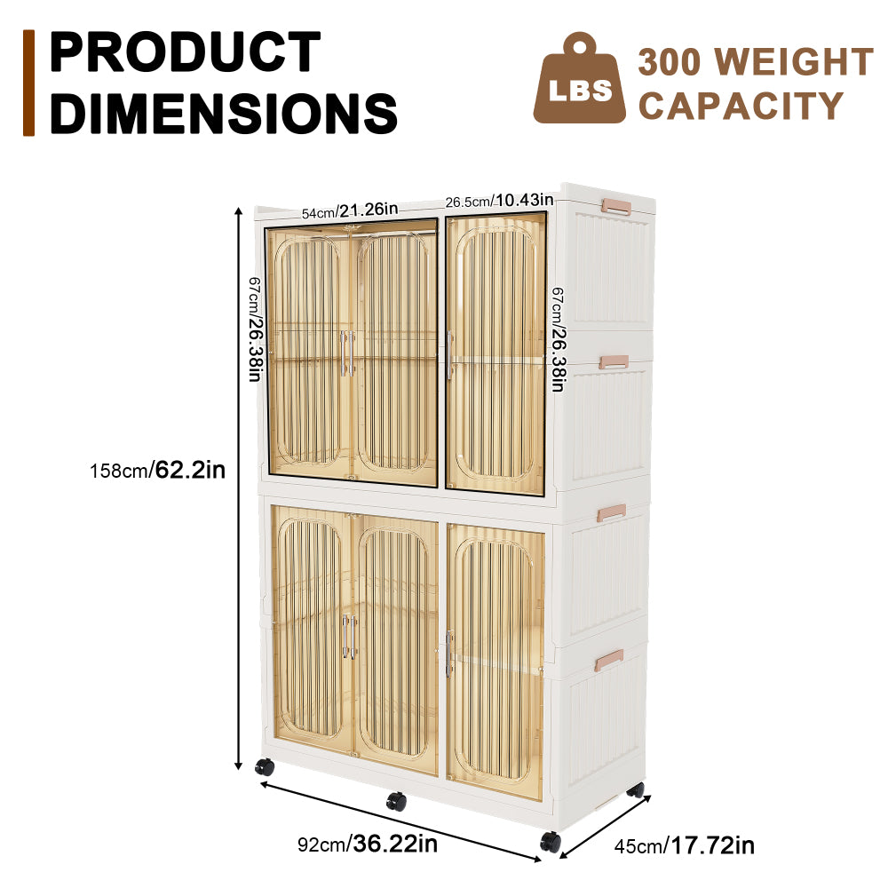 Portable Wardrobe Closet Storage Organizer for Clothes,Clothes Dresser,6 Magnetic Doors-6 Cubes & 2 Hanging Rod,6 pcs hangers , Baby Wardrobe Storage Cabinet,White