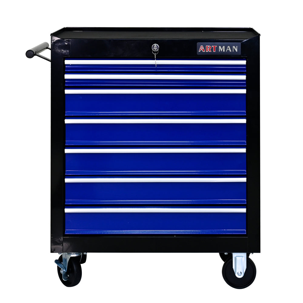 7 DRAWERS MULTIFUNCTIONAL TOOL CART WITH WHEELS-BLACK