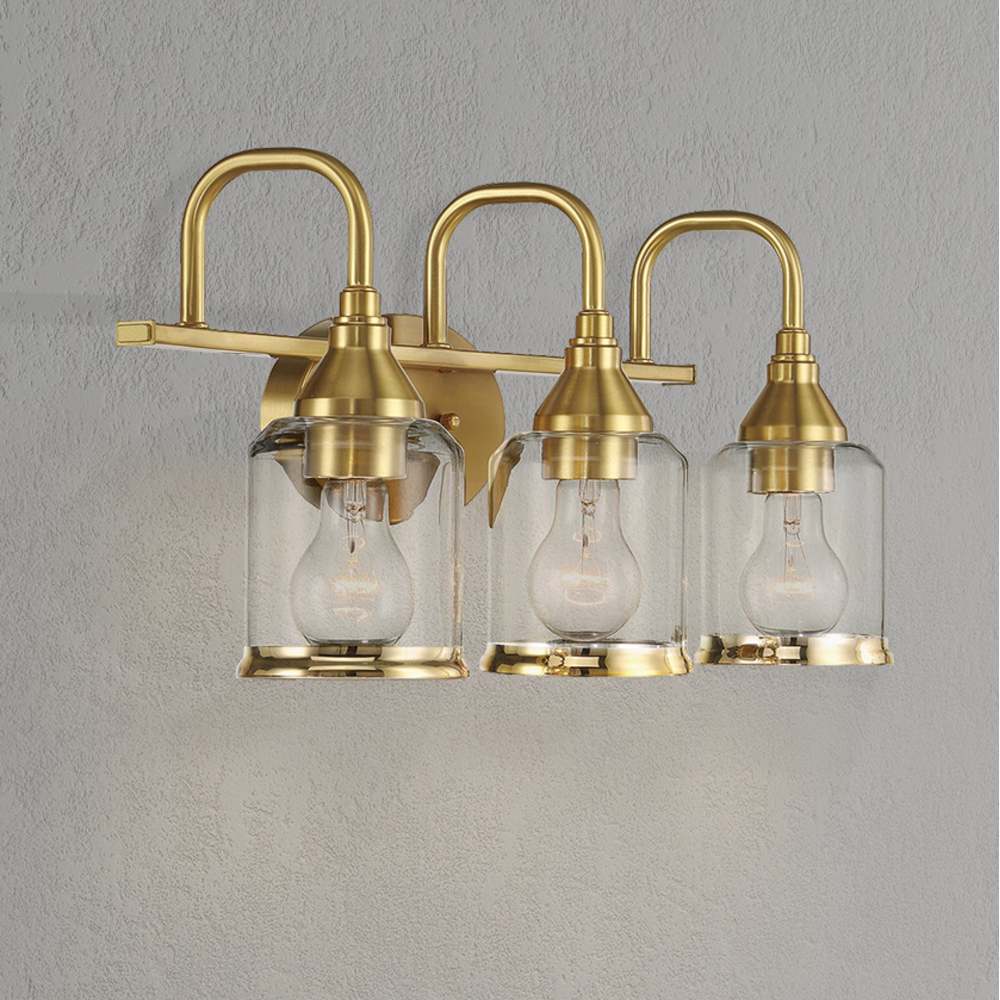 Twilight Brushed Gold Contemporary Vanity Light with Clear Glass, 22"W × 10"H × 7.48"E Dining Room Lighting Fixtures Hanging, Dining Light for Bedroom, Foyer, Hall, Kitchen, Living Room and Entryway