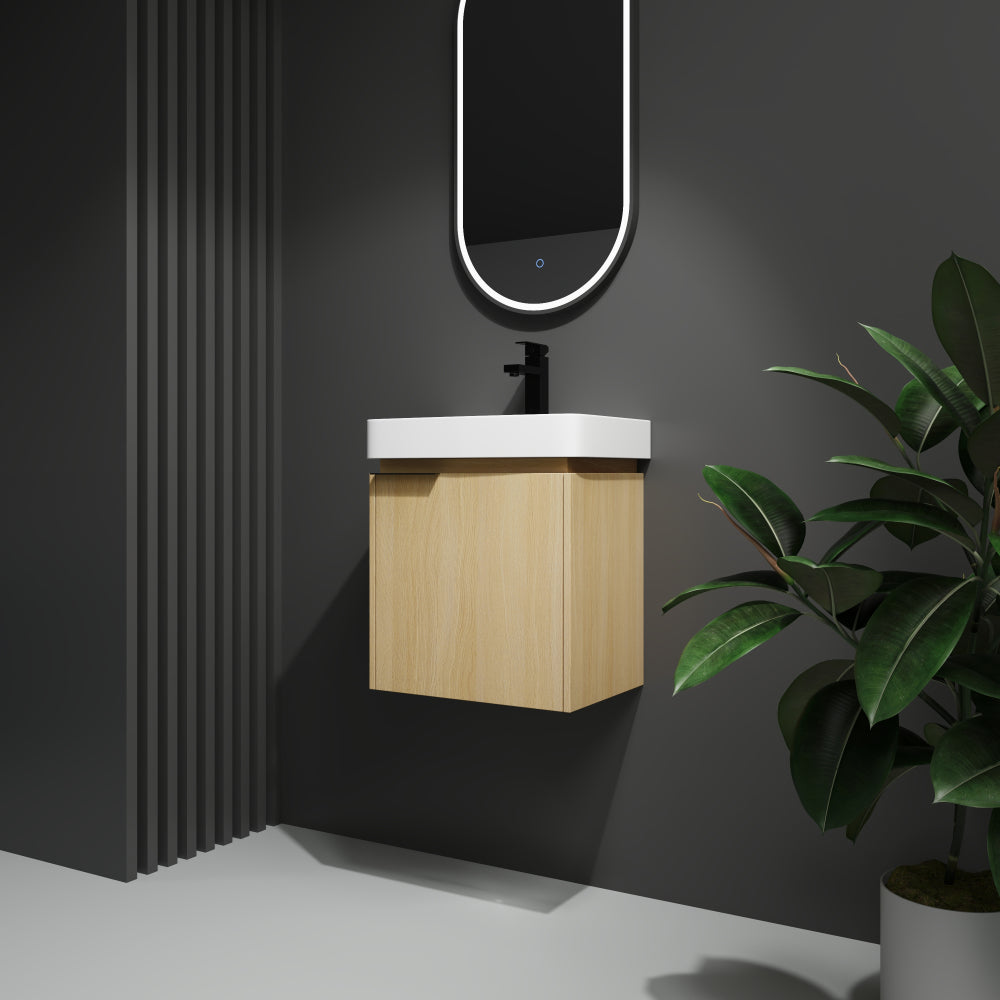 20" Wall-Mounted Bathroom Vanity with Ceramic Sink, Storage Cabinet with Doors,Bathroom Cabinet Set