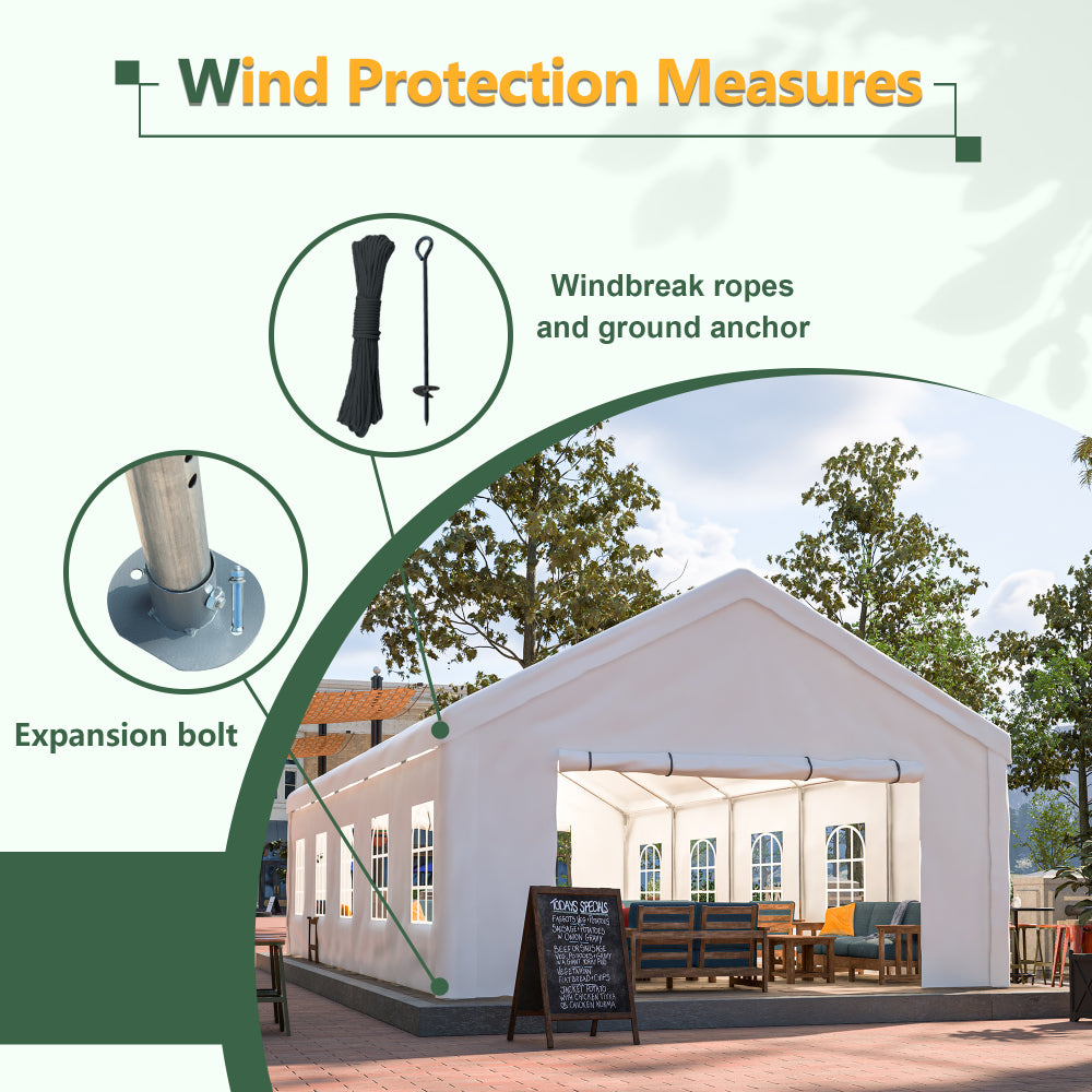 16x32 FT Party Tent with 3 Storage Bags & Removable Sidewalls, Outdoor Canopy Gazebo for Carport Camping Garden Wedding BBQ Commercial