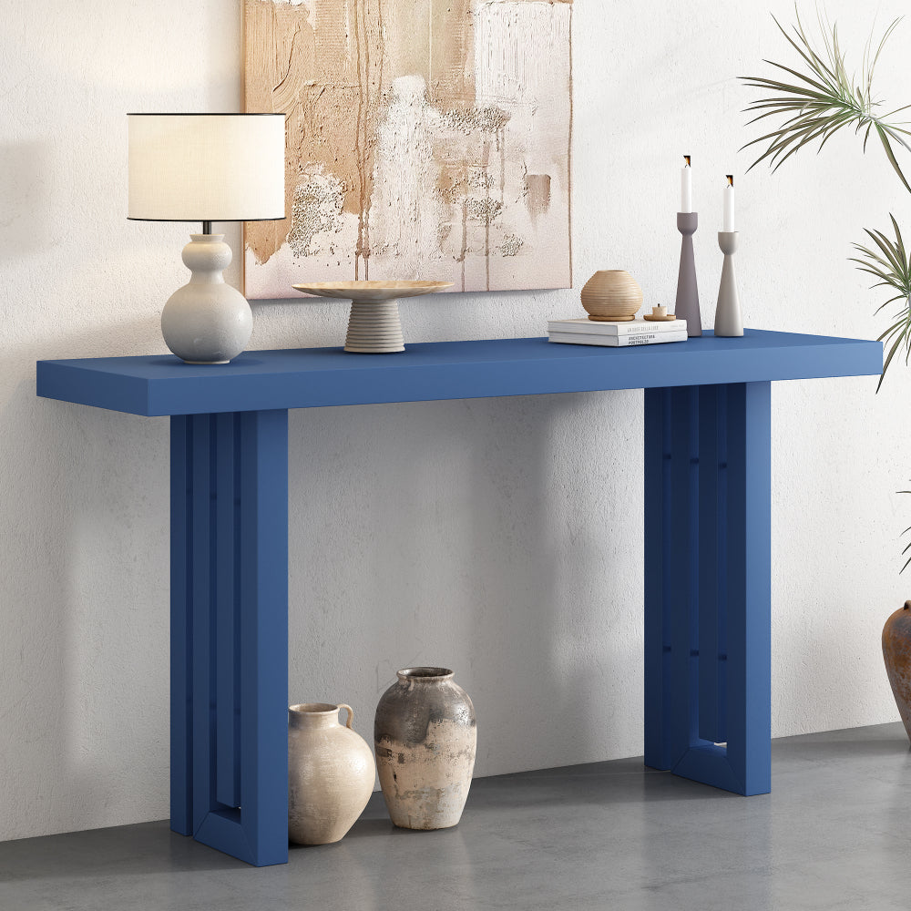 U_STYLE Uniquely Designed Oak Veneer Console Table with Distinctive Side Shapes, Suitable for Entryway, Hallway, Living Room, Foyer, Corridor
