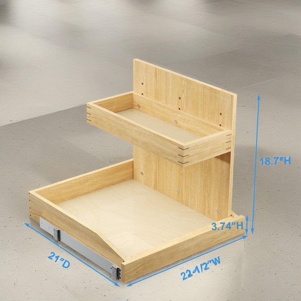 Under Sink Organizers and Storage 22½" W x 21" D, 2 Tier Pull Out Cabinet Organizer with Hard Close, Adjustable Pull Out Cabinet organizer with U Bracket for Bathroom Kitchen(Right)