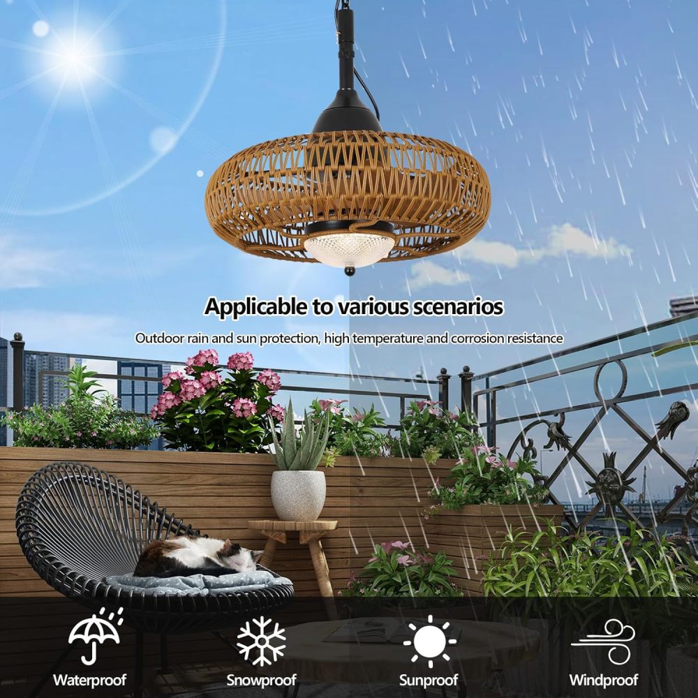 Waterproof Outdoor Ceiling Fan with Lights Remote Control