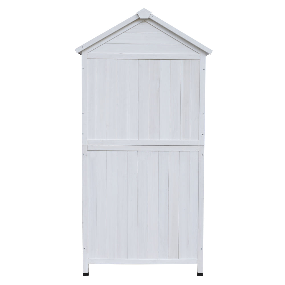 67" White Fir Wood Storage Shed with Double Doors