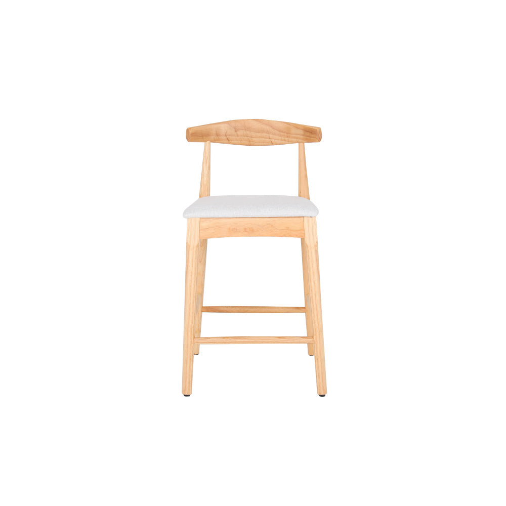Mid-Century Modern Design Solid Wood 24" Counter Stools ,Upholstered Counter Stools with Wood Legs for Kitchen Island Dining Room Bar(Nature Frame And Beige Cushion)