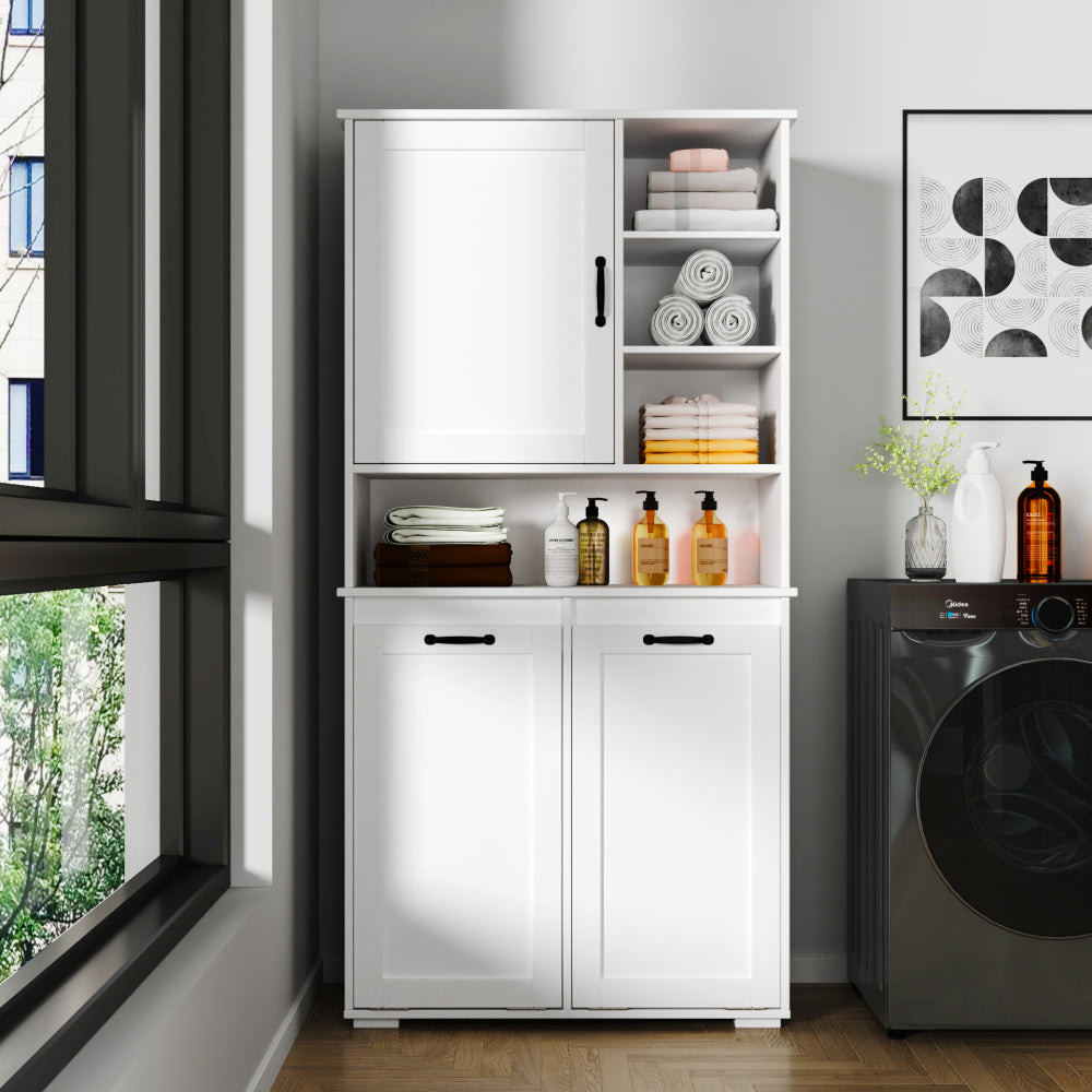 Laundry Cabinet ,with 1 Storage cabinet and 1 Drawer - White