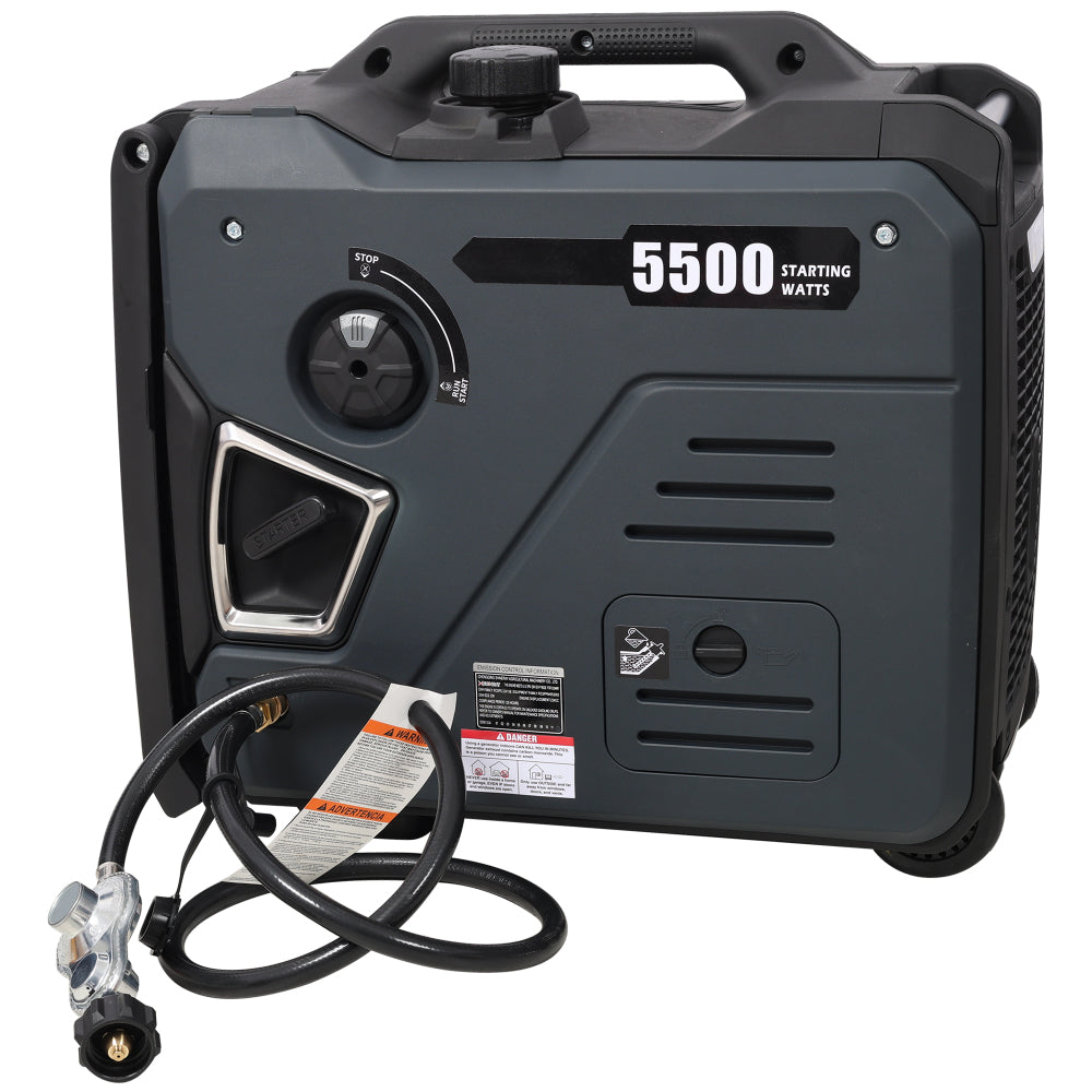 Super quiet Inverter Generator 5.5KW portable generator electric&remote start, foldable handle with wheels, 224cc 4 stroke EPA compliant, Gas&LPG Dual Fuel, With CO Sensor for more safety using