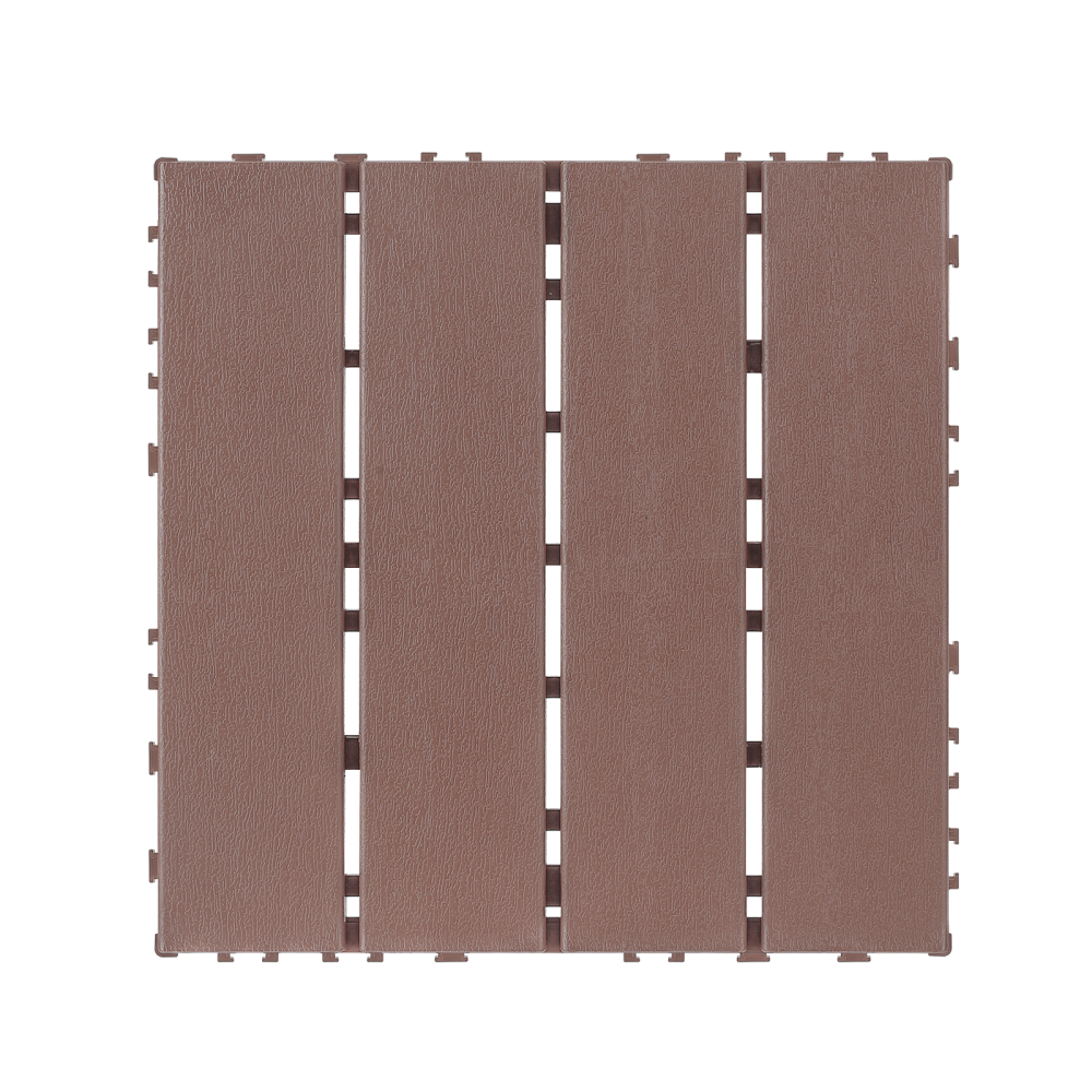 Plastic interlocking decking tiles, 44 packs of terrace decking tiles, 12 inches x 12 inches waterproof for all-weather use, backyard pool decking tiles, Brown