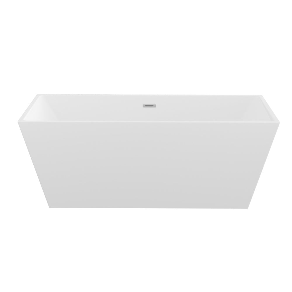 60" Acrylic Alcove Soaking Bathtub with Skirt - Glossy White, Back-to-Wall Design, Chrome Hand-Twist Drain