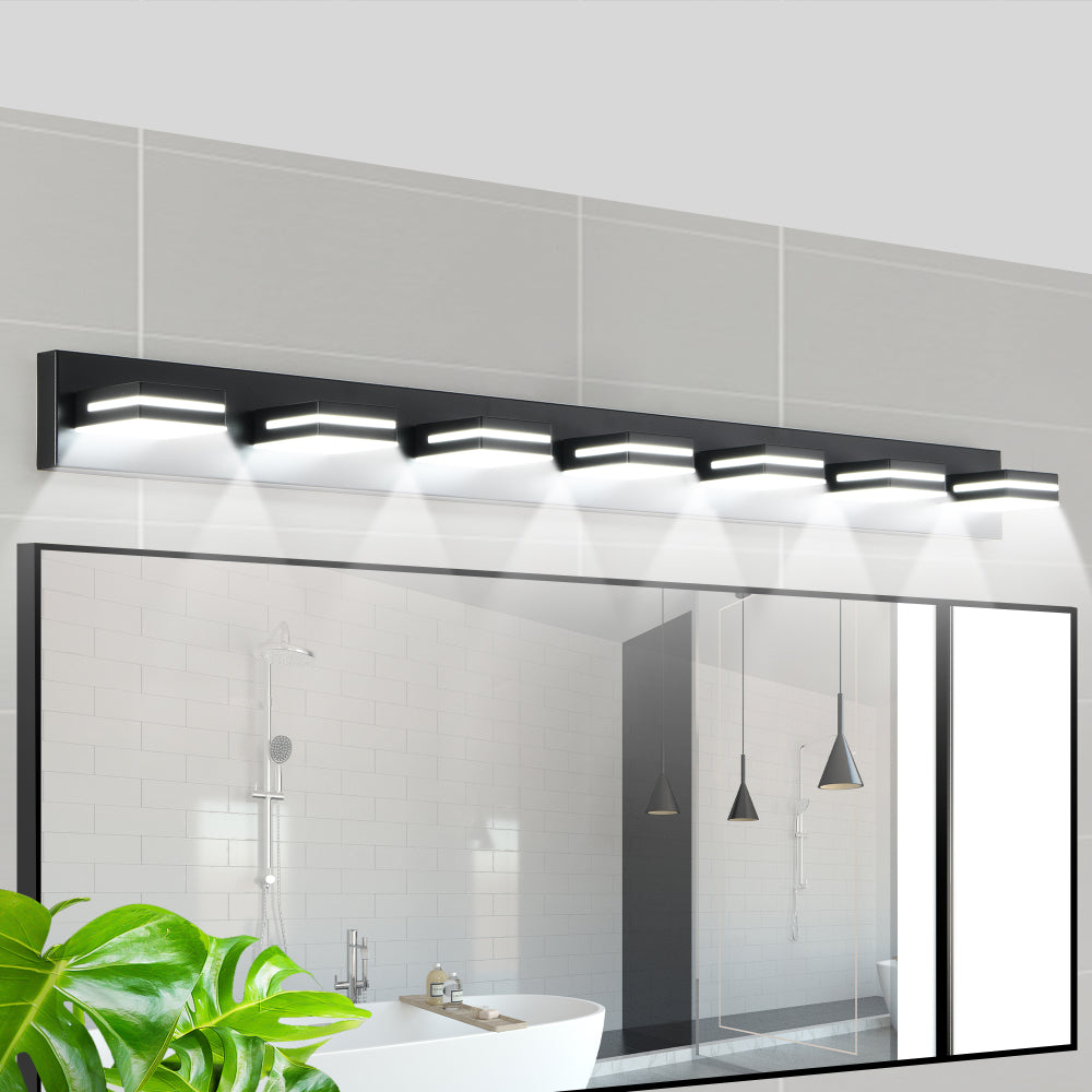 Modern Black LED Vanity Light, 6-Lights Wall Sconce for Bathroom and Mirror, Sleek Minimalist Design, Energy-Efficient, Easy to Install