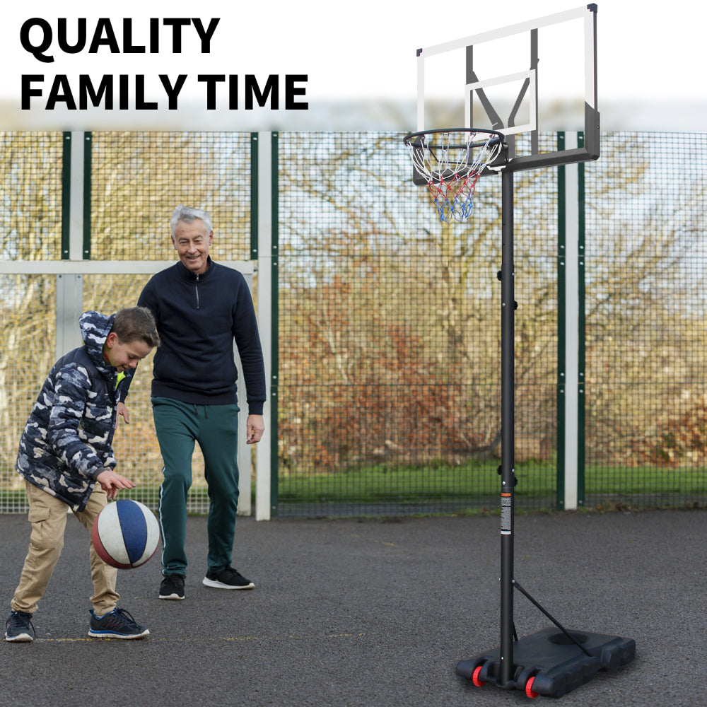 Use for Outdoor Height Adjustable 5.7 to 10ft Basketball Hoop 44 Inch Backboard Portable Basketball Goal System with Stable Base and Wheels