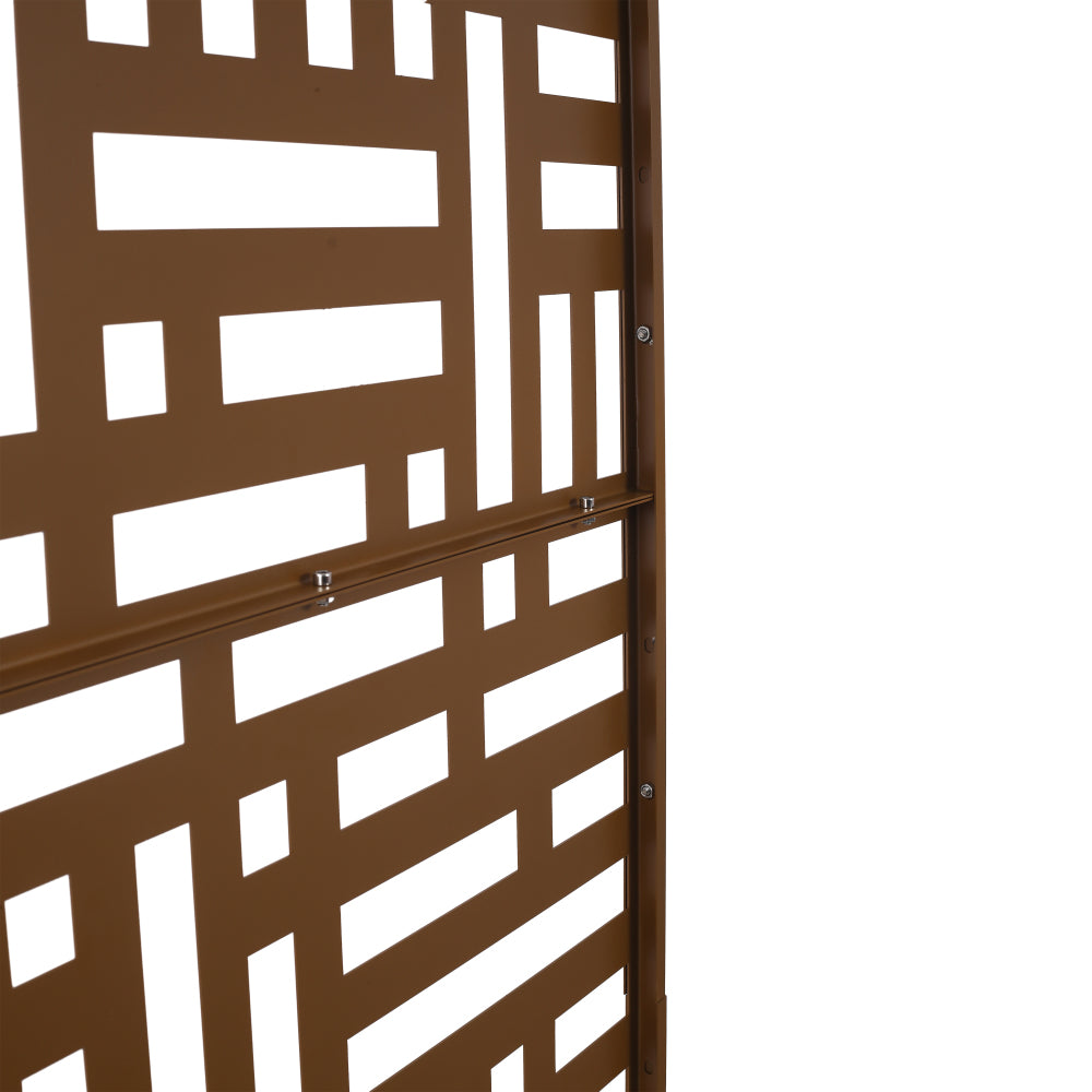 Outdoor & Indoor Privacy Screen Metal Privacy Screen 76" H×48" W, Freestanding Decorative Privacy Screen for Deck Balcony Patio, Privacy Fence Panels for Outside Lawn Garden PS103 BROWN