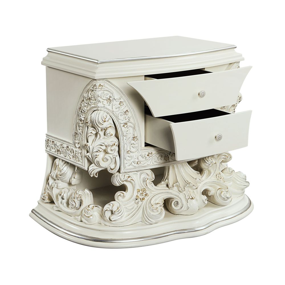 Adara Antique White Finish Fireplace