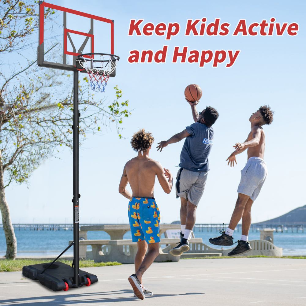Use for Outdoor Height Adjustable 5.7 to 10ft Basketball Hoop 44 Inch Backboard Portable Basketball Goal System with Stable Base and Wheels