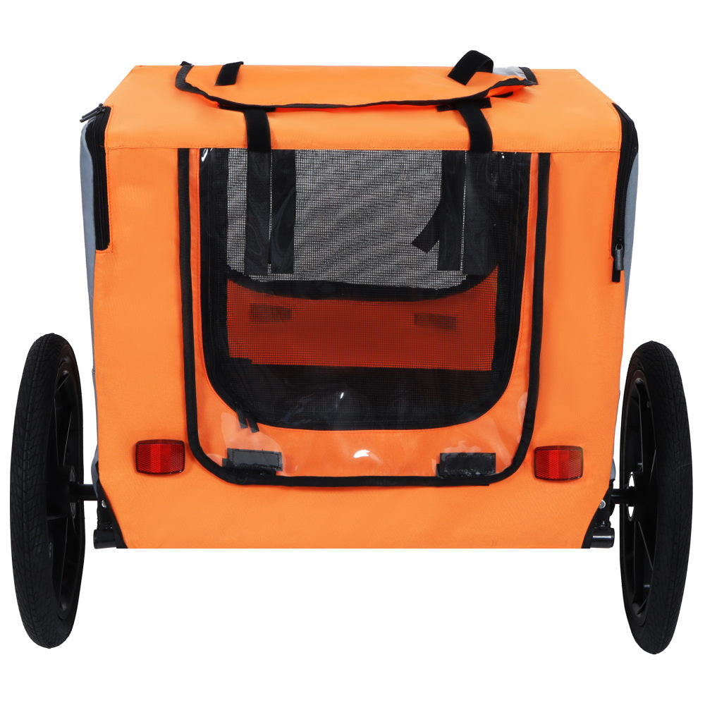 Outdoor Heavy Duty Collapsible Pet Bike Trailer with 16-Inch All-Terrain Wheels & Universal Hitch – Foldable Dog/Cargo Carrier Cart for Bicycles, orange