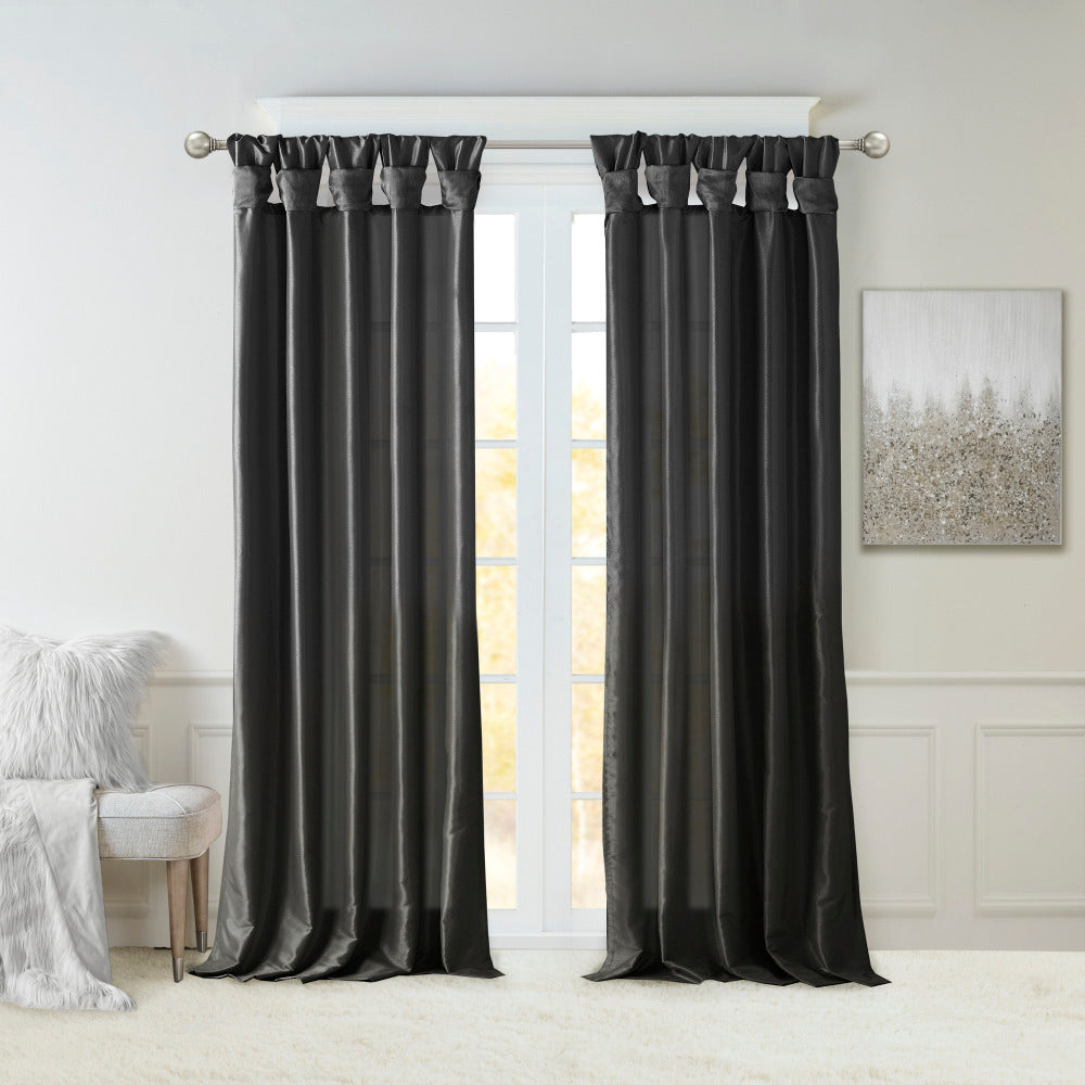 Twist Tab Total Blackout Window Curtain Panel Pewter 50x84" Blackout