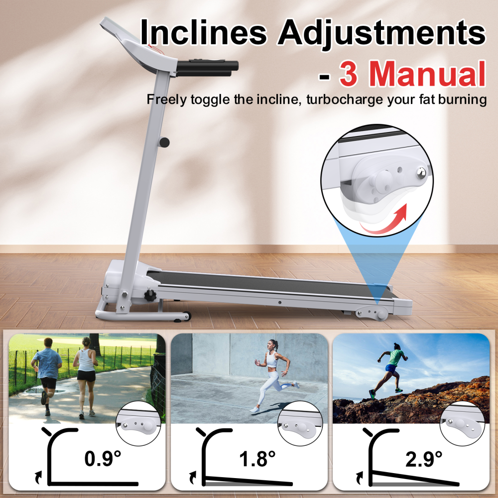 Folding Treadmill with Incline 2.5HP 12KM/H Electric Treadmill for Home Foldable, Bluetooth Music Cup Holder Heart Rate Sensor Walking Running Machine for Indoor Home Gym Exercise Fitness