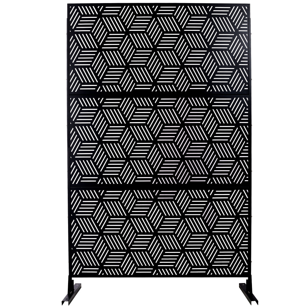 Outdoor & Indoor Privacy Screen Metal Privacy Screen 76" H×48" W, Freestanding Decorative Privacy Screen for Deck Balcony Patio, Privacy Fence Panels for Outside Lawn Garden PS116 BROWN