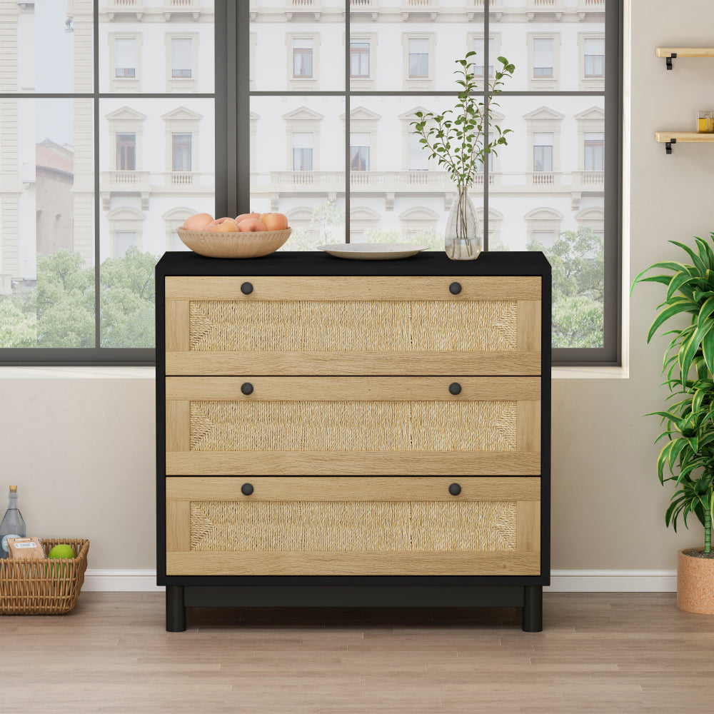 4 Drawers Rattan Cabinet,for Bedroom,Living Room,Dining Room,Hallways,Easy Assembly