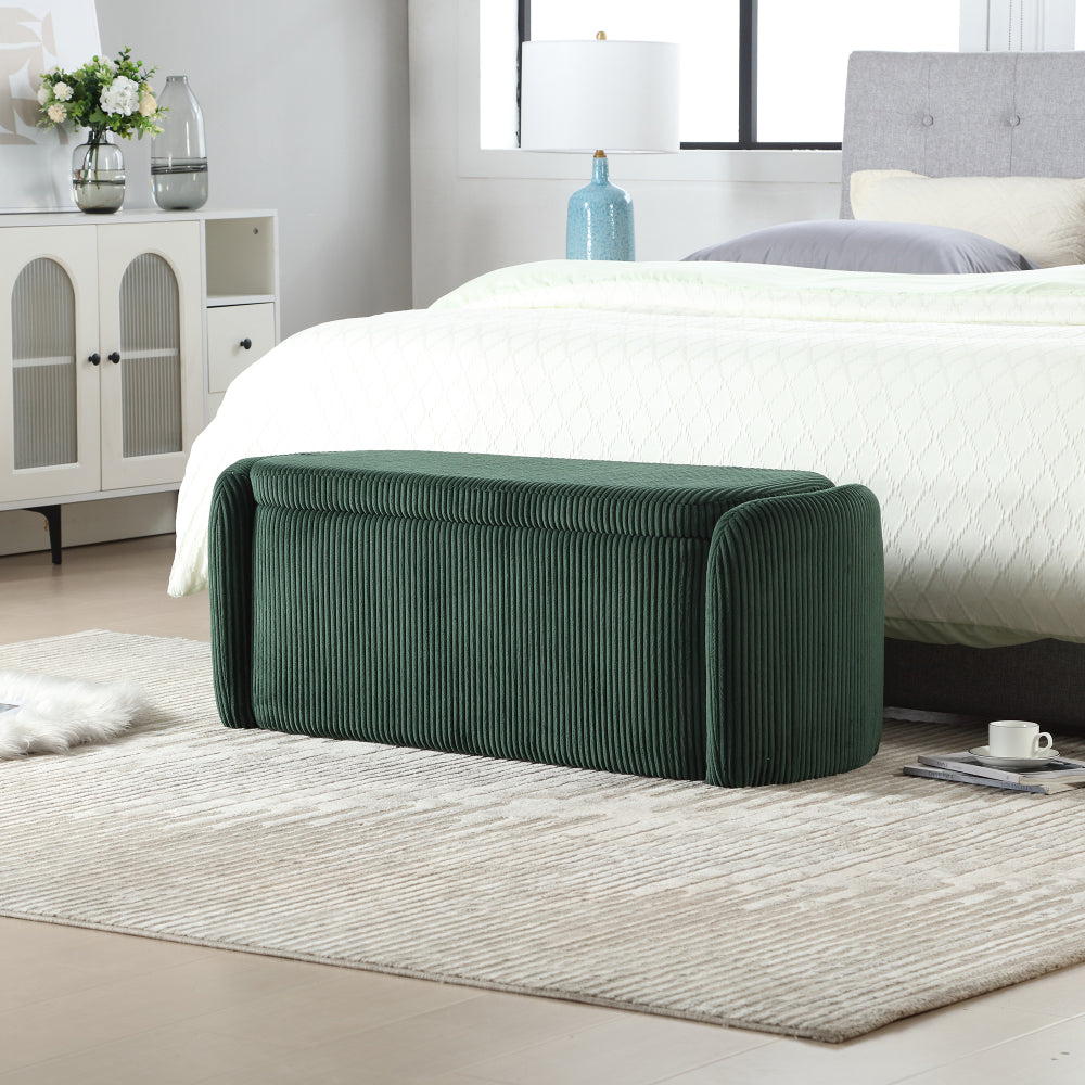 House Hold Storage Ottoman,Bedroom End Bench,Upholstered Fabric Storage Ottoman with Safety Hinge, Entryway Padded Footstool, Ottoman Bench for Living Room & Bedroom (Light Gray)