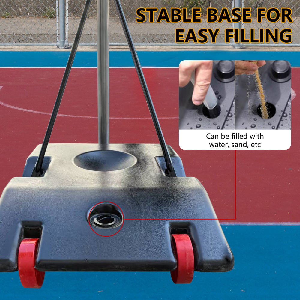 Portable Basketball Hoop for Youth Adults & Kids,Adjustable Height 6.89 ft to 10.01 ft,34 inch Backboard with Rebound System, Indoor/Outdoor Basketball Goal with Water/Sand Base, Wheels for Easy Move
