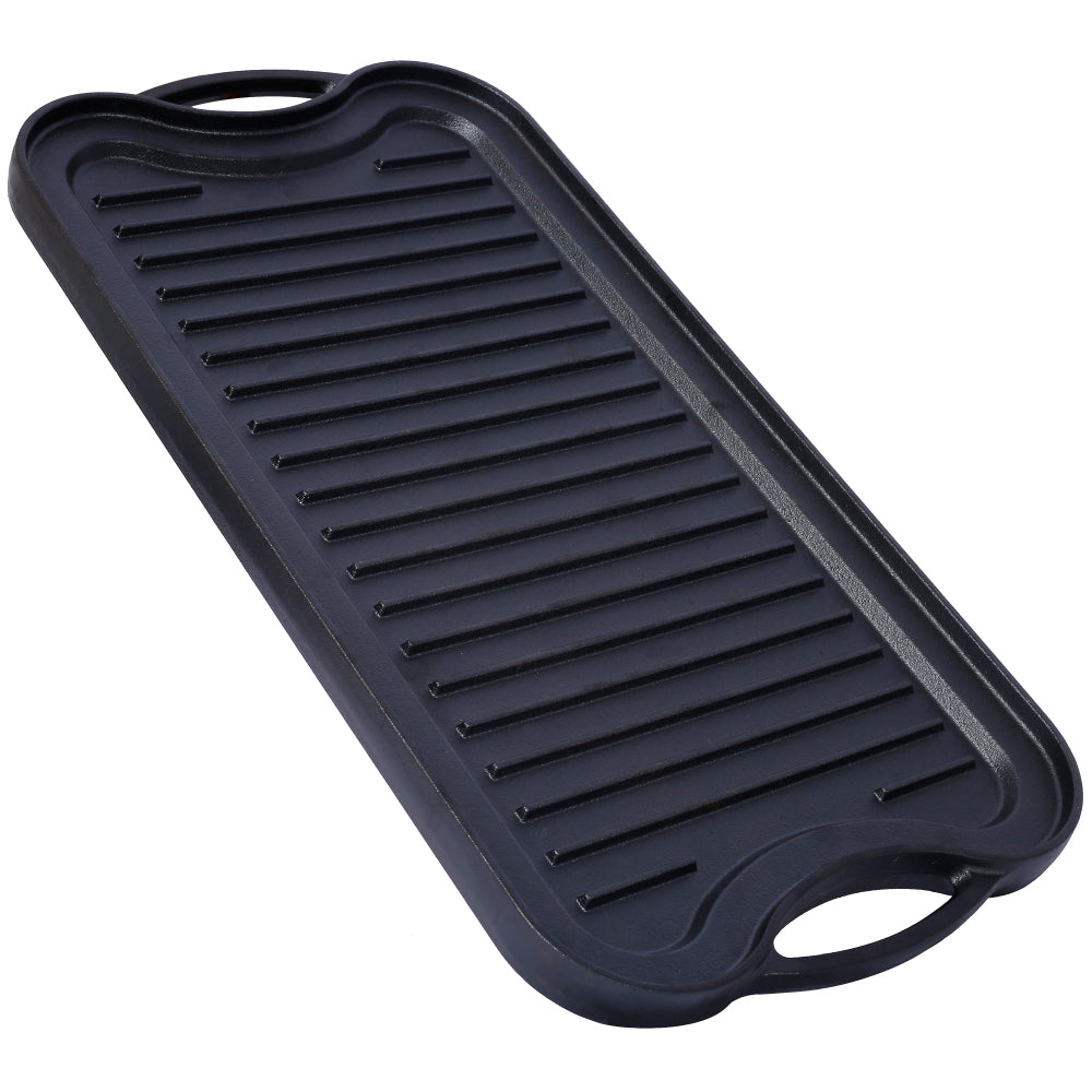 Pre-Seasoned Cast Iron Reversible Rectangular Grill/Griddle, Black,20inch x 10inch