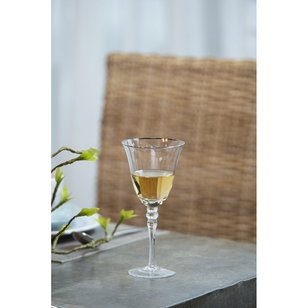 D3.7x7.7" Felicity Wine Glass with Silver Rim, Set of 4