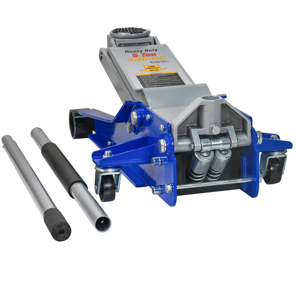 3T Heavy Duty Horizontal Double Pump Floor Jack (with foot pedal),and Steel Racing Floor Jack with Dual Piston Quick Lift Pump,3 Ton (6,600 lb) Capacity,Blue