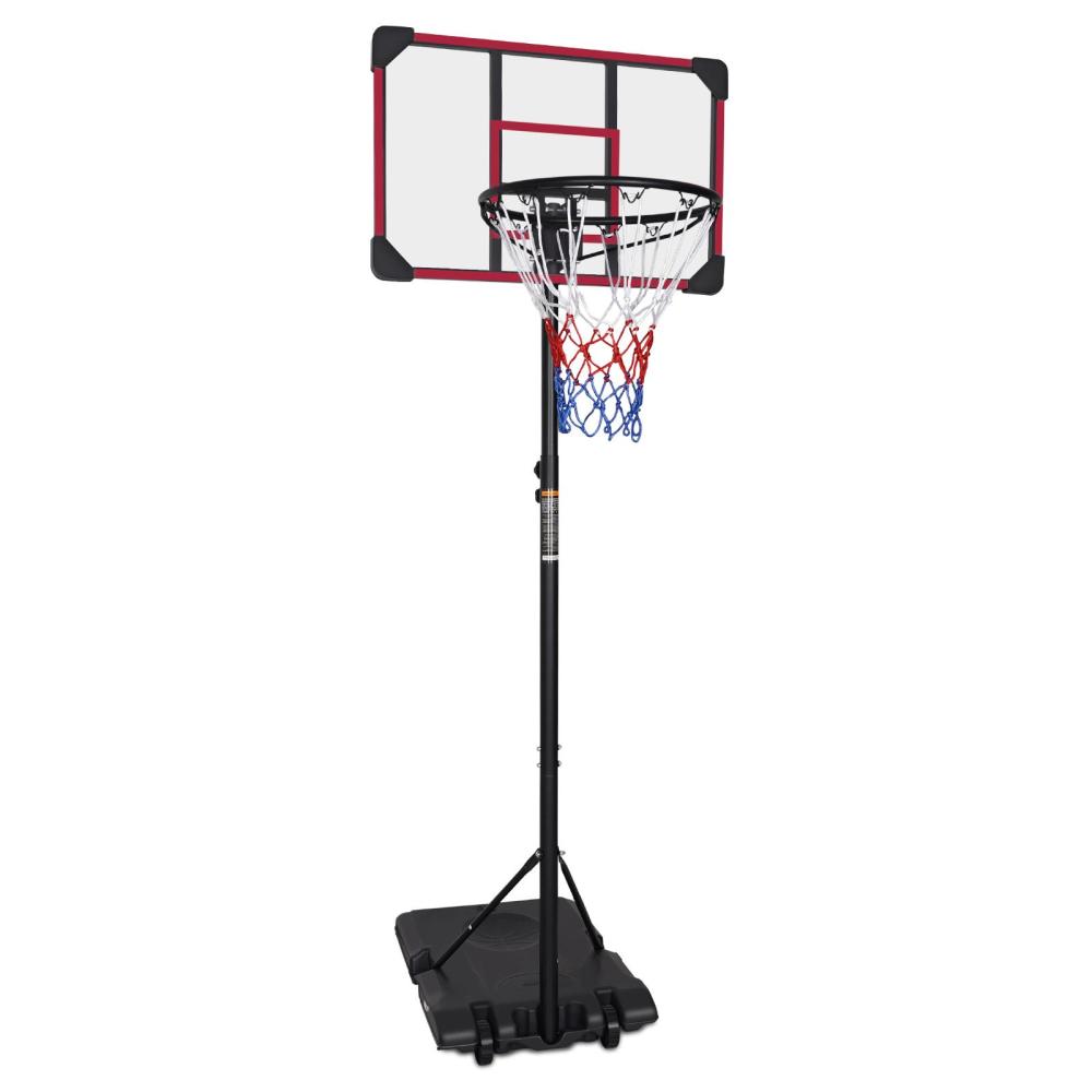 Portable Basketball Goal System with Stable Base and Wheels, use for Indoor Outdoor teenagers youth height adjustable 5.6 to 7ft Basketball Hoop 28 Inch Backboard
