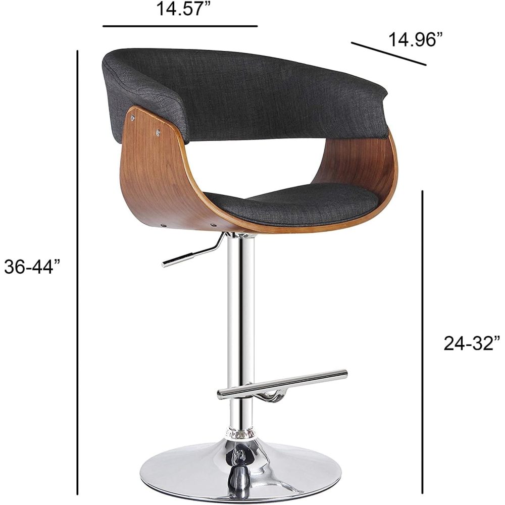 Weathered Oak Modern Swivel-Adjustable Barstool with Armrests
