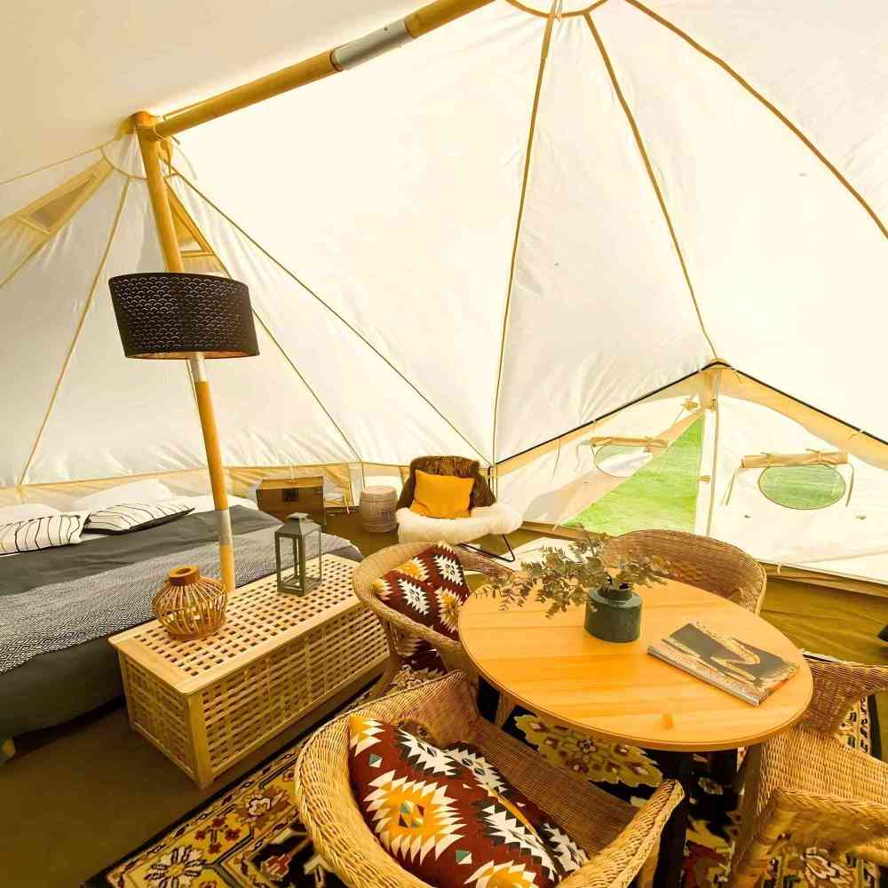 SAM&HAIBEI 8-10 persons 2316.5ft Canvas Tent Bell Tent Glamping, 4 Seasons Yurt Tent for Camping, Heavy Cotton Canvas Tent for Family Camping,Outdoor Hunting,or Party tent.