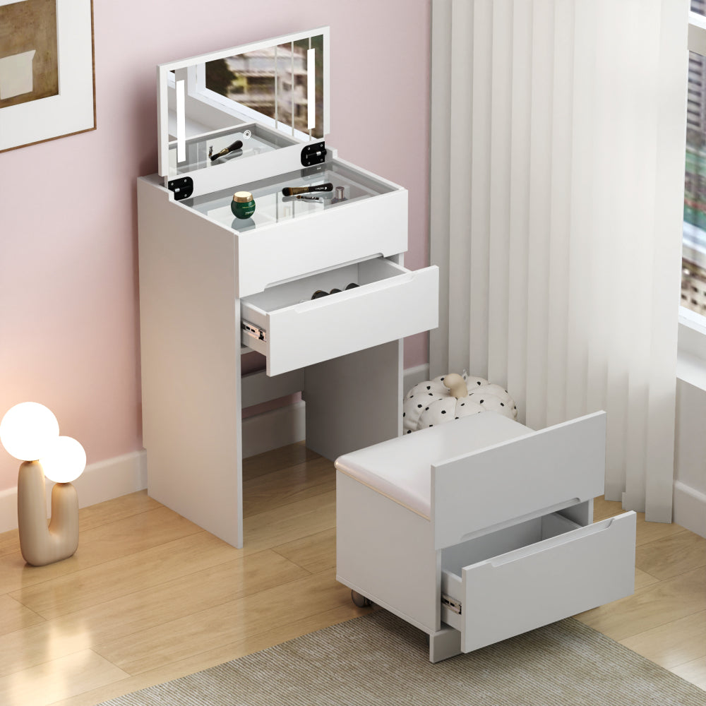 Pink modern simple hair desk, multi-layer storage space