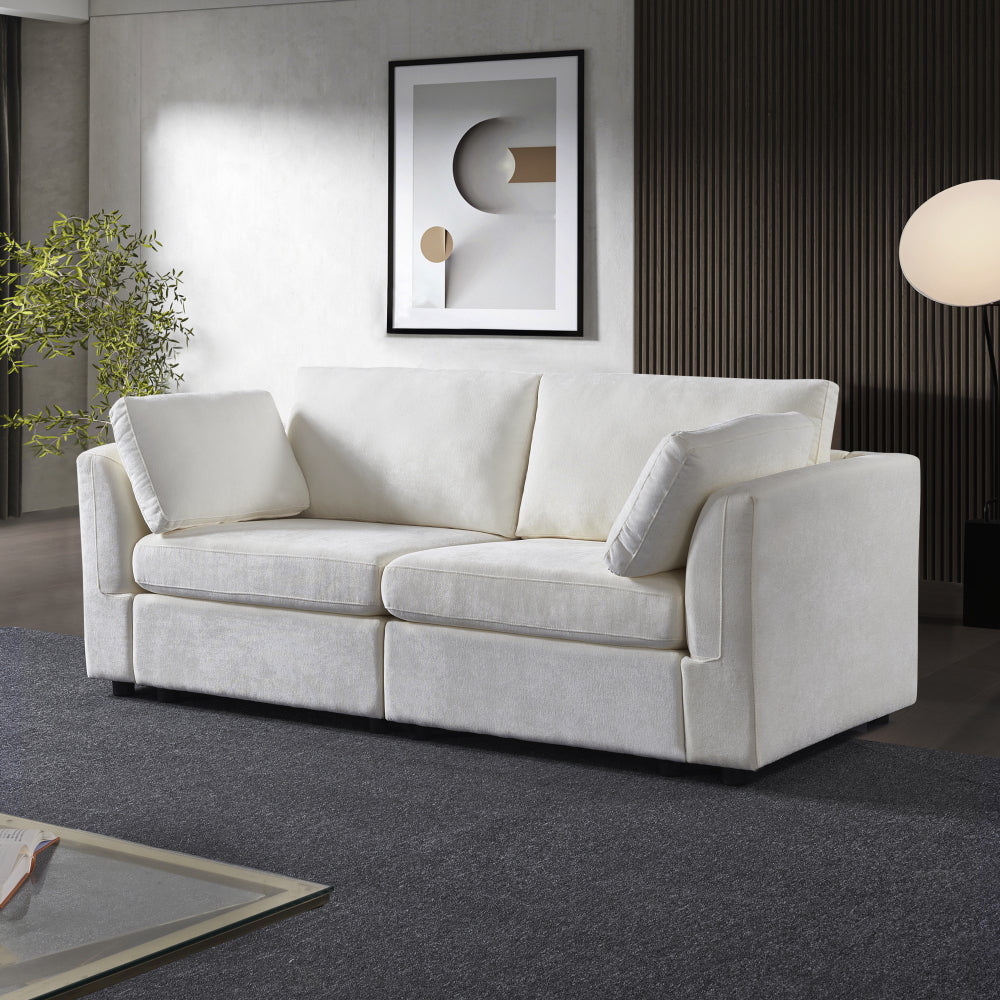 modular sofa whiten chenille fabric, simple and grand, the seat and back is very soft. this is also a KNOCK DOWN sofa