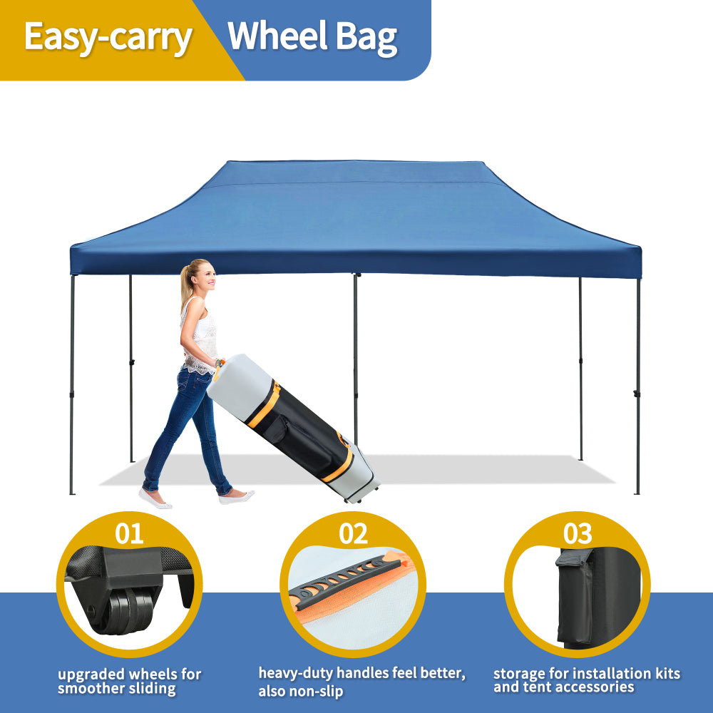 TREXM 10x20 Pop Up Canopy Tent with 6 Sidewalls, Heavy Duty Party Tent, UV and Waterproof Protection, 3 Height Adjustable Outdoor Canopy Tent with Roller Bag for Weddings, Events, and Beach, Blue