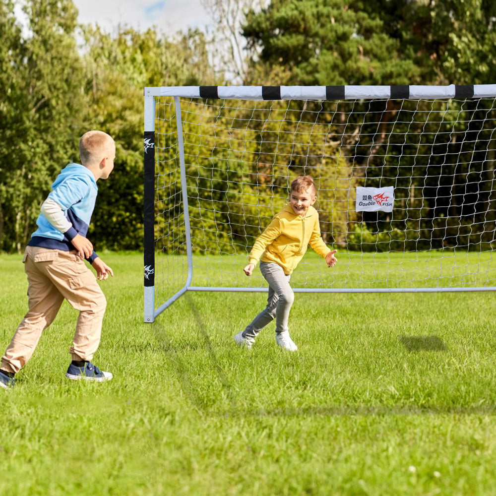 DOUBLE FISHLarge Durable 10x5.2ft Backyard Soccer Goal Set Weatherproof UPVC Frame, Heavy-Duty Soccer Nets, Convenient Carry Bag, Sturdy Ground Stakes
