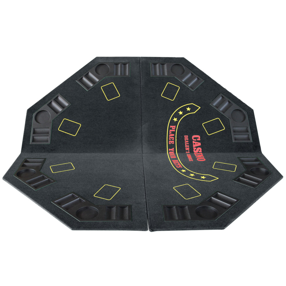 INO Design 48" Folding Poker Tabletop for 8-Player Texas Holdem Octagon Casino Game Portable Layout Mat Black