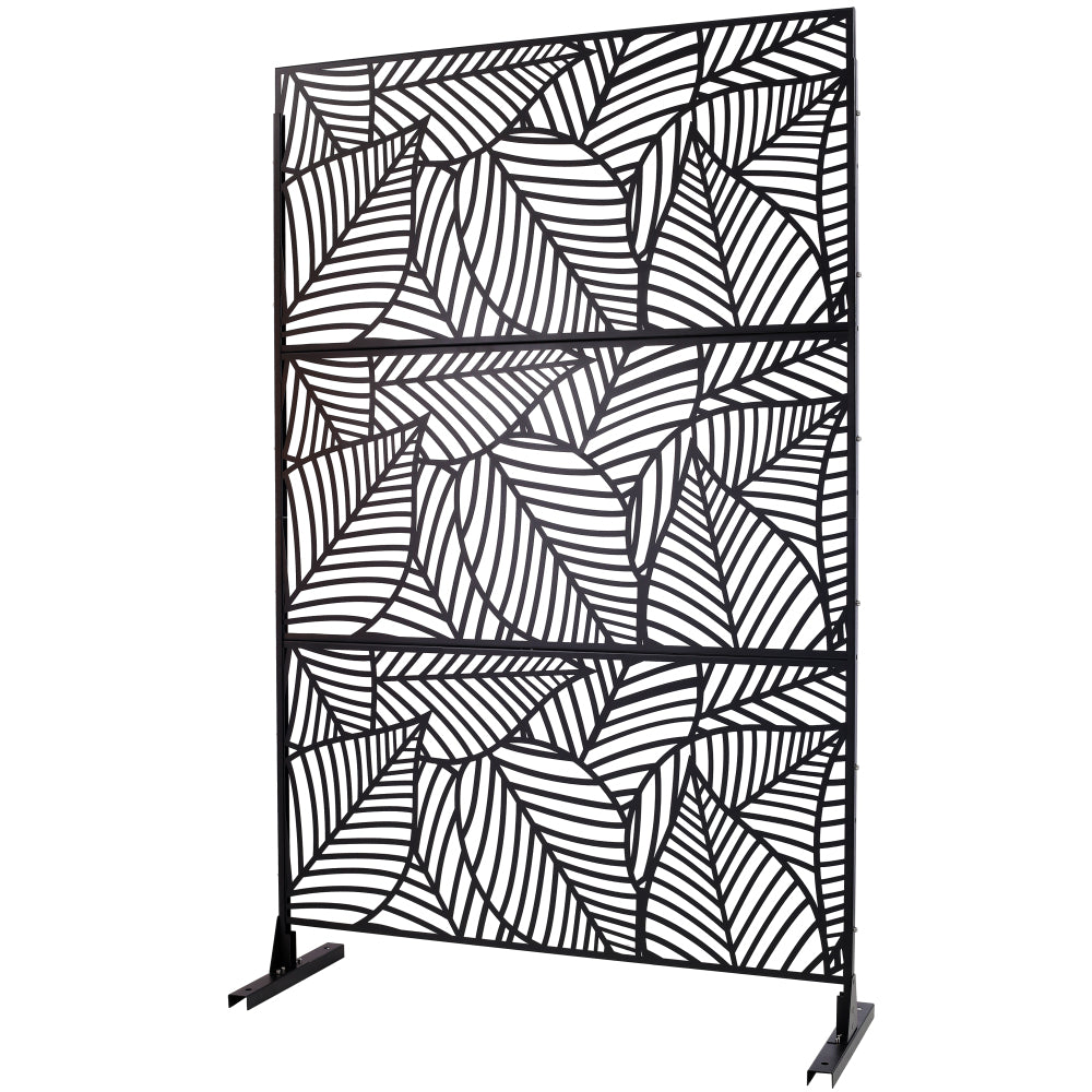Outdoor & Indoor Privacy Screen Metal Privacy Screen 76" H×48" W, Freestanding Decorative Privacy Screen for Deck Balcony Patio, Privacy Fence Panels for Outside Lawn Garden PS111 BLACK