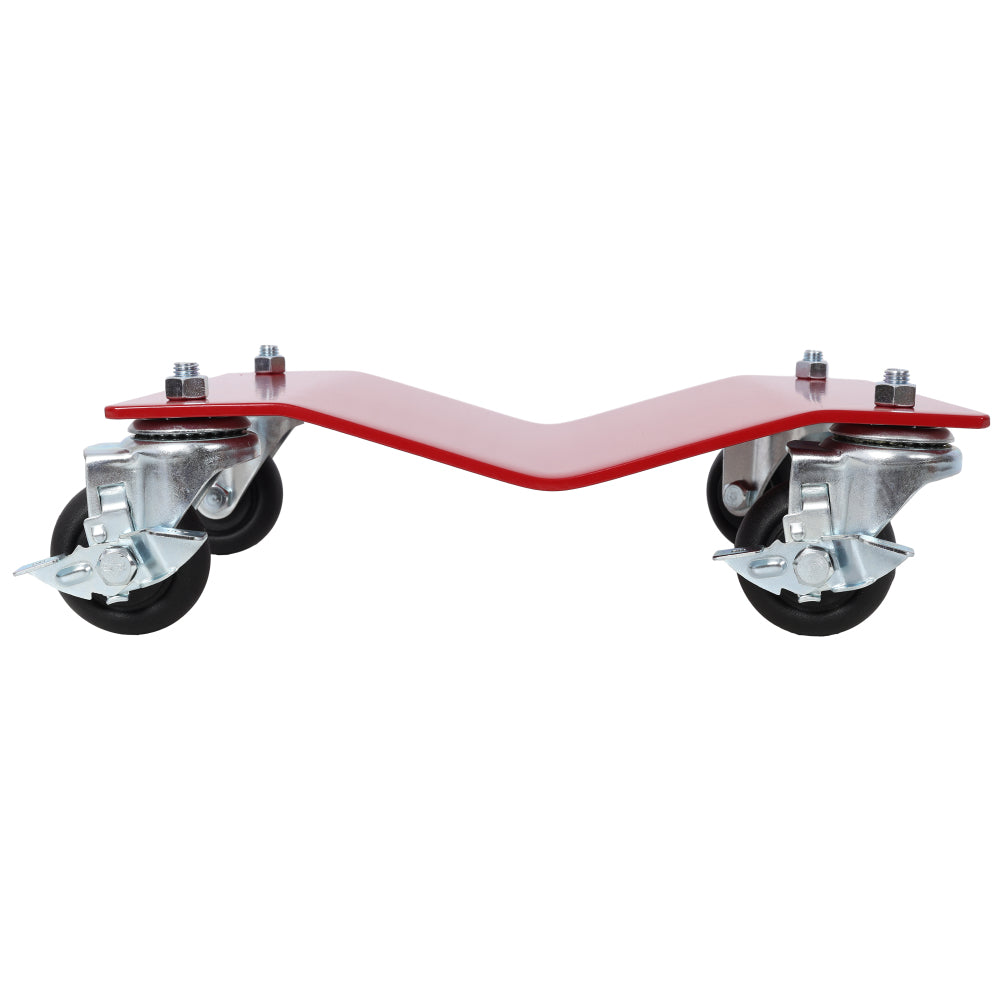 4PACK 2500lbs Capacity Professional Steel Vehicle Dollies,Heavy Duty Wheel Dolly,Car Dolly,Steel Tire Skates with Brakes,RED