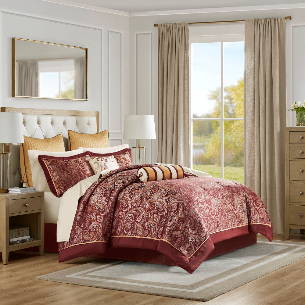 12 Piece Comforter Set with Cotton Bed Sheets Teal Cal King