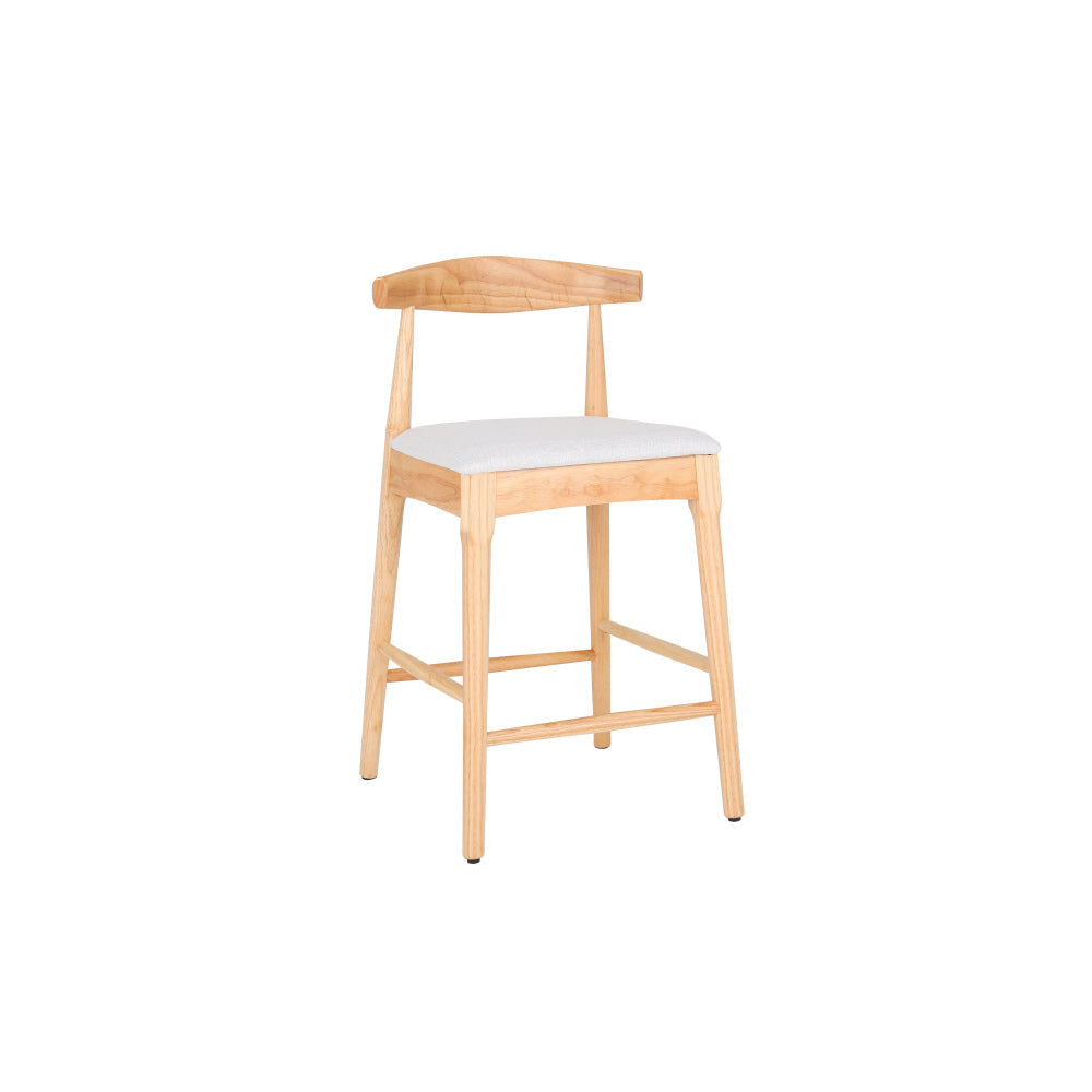 Mid-Century Modern Design Solid Wood 24" Counter Stools ,Upholstered Counter Stools with Wood Legs for Kitchen Island Dining Room Bar(Nature Frame And Beige Cushion)