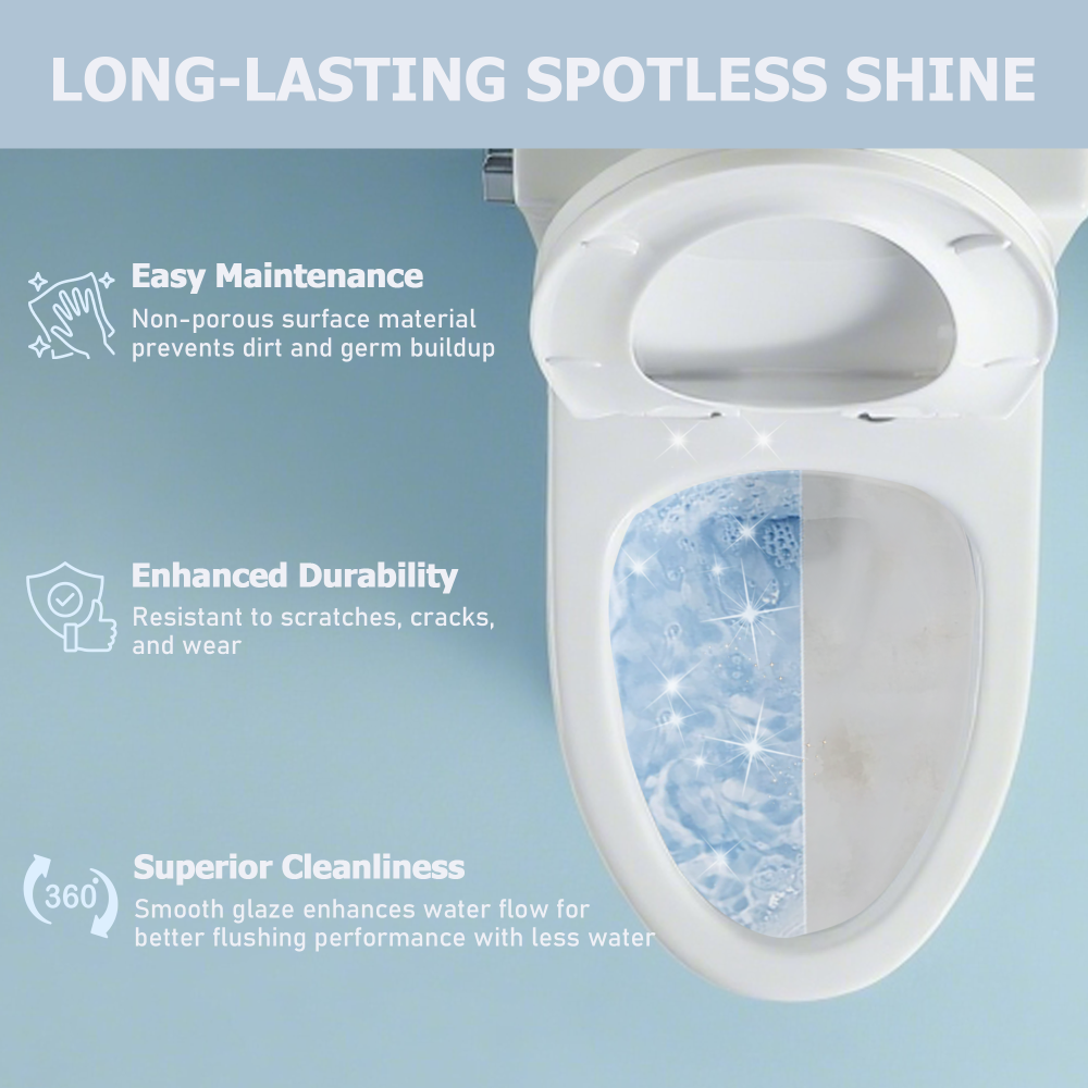 1.28 GPF One Piece Toilet Single Flush , Water-Saving Elongated Comfort Height Floor Mounted, Soft Closing Seat, 1000 Gram Map Flushing Score Toilet, Gloss White 23T03-GW