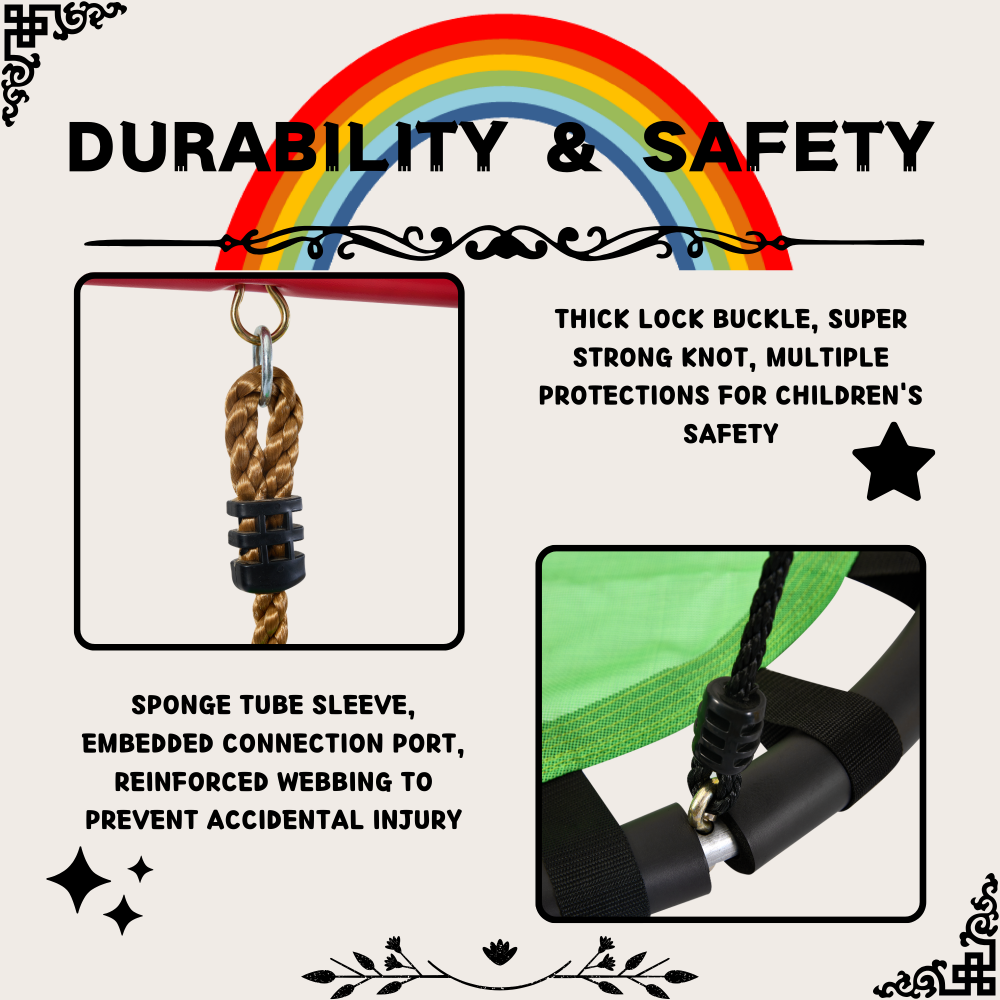 XNS093 rainbow colour interesting 5in1 swingset with Textilene swing and Tree Swing Disc metal plastic safe swing seat 550lbs for outdoor playground for age 3+