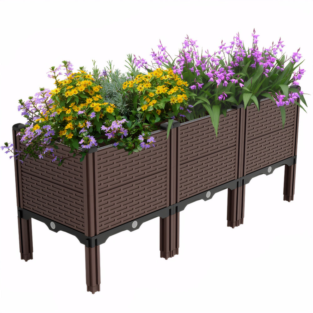 31.5x31.5x19.6in Raised Garden Beds Outdoor, Polypropylene Planter Boxes Outdoor for Vegetables, Flowers, Herbs, Garden Box with Drain Outlet, Heat and Frost Resistance Planters, 440lb Capacity