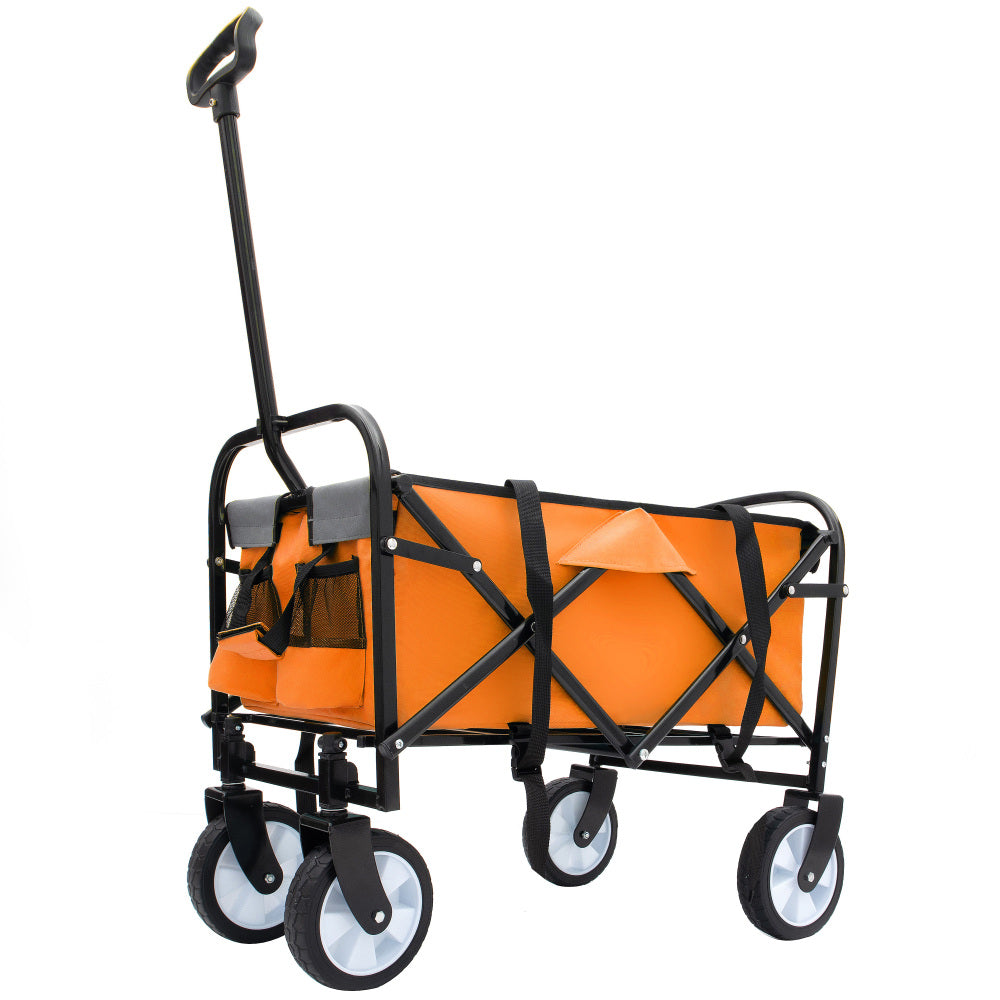 Minimeetall Strap Collapsible Foldable Wagon Cart with strapping system, Beach Wagon, Utility Cart, Utility Wagon Grocery Cart for Camping Shopping Sports Gardeing Fishing Supports 225lbs, army green