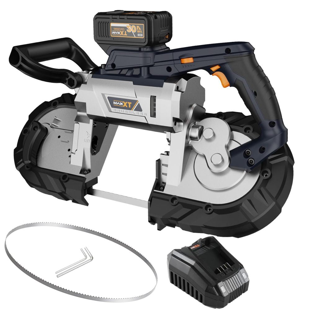 Band Saw with Lightweight Aluminum Base, 10 Amp 5 Inch Deep Cut Bandsaw, Variable Speed Handheld Automatic Multipurpose Cut with Carrying Wheels Portable Metal Saw, Band Saws for Metal Wood