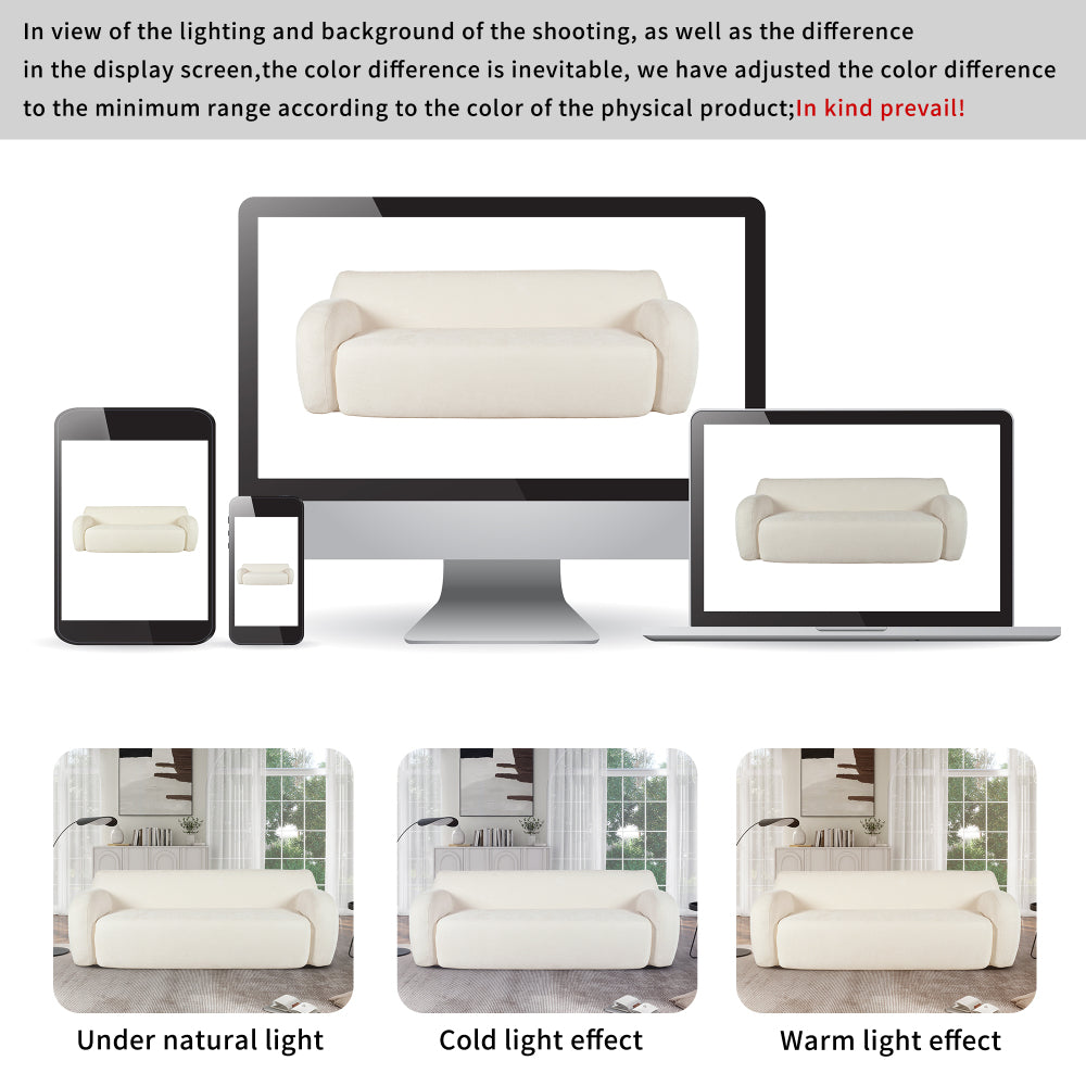 U_Style 81.5" Minimalist Compression Sofa, Curved Design, 3-Seater Casual Sofa for Living Rooms, Bedrooms, and Apartments