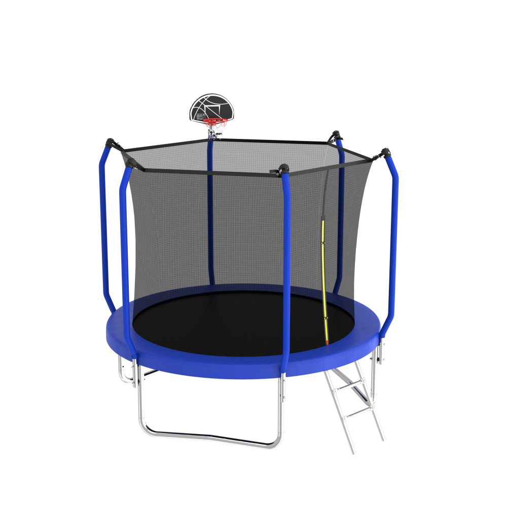 8FT Trampoline with Basketball Hoop, ASTM Approved Reinforced Type Outdoor Trampoline with Enclosure Net