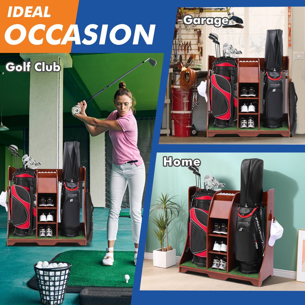 Wood Freestanding Adjustable Multi-Use Golf Shelf