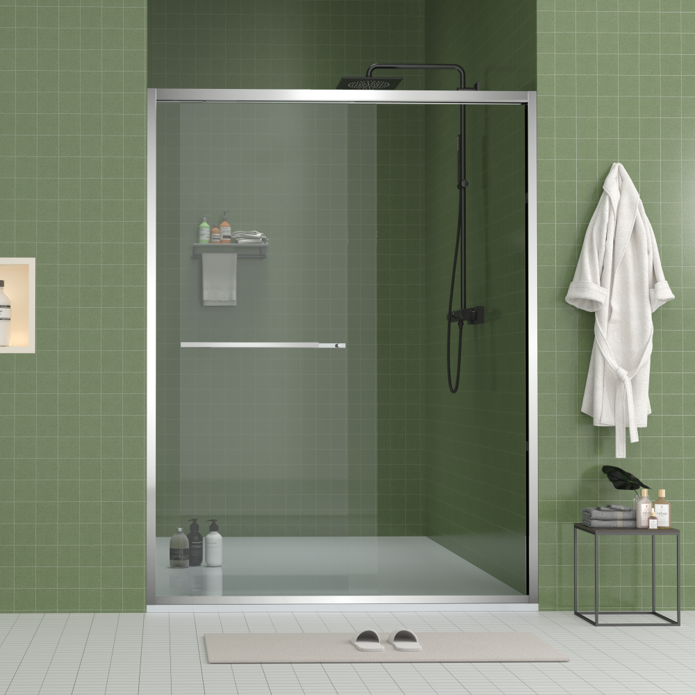 56-60"x70" Aluminum Frame Double Sliding Shower Door,Bypass Bathroom Sliding Door with Premium 5/16" (8mm) Clear Tempered Glass, Chrome Hardware Sliding Glass Shower Enclosure,Chrome Finished
